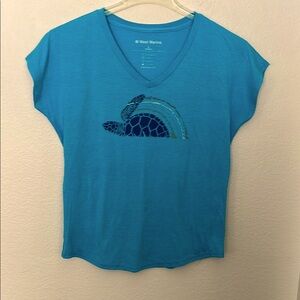 🌊🏝️SUPER SOFT BLUE SEA TURTLE TSHIRT SIZE LG 42Wx20L NWOT EXCELLENT CONDITION!
